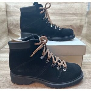 La Canadienne Women's Halsey Black Suede Lace Up Leather Boots NIB - Size 7.5 M